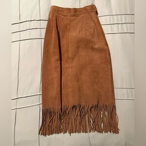 H Bar C California Ranchwear Vintage 1960s Leather Fringe Skirt